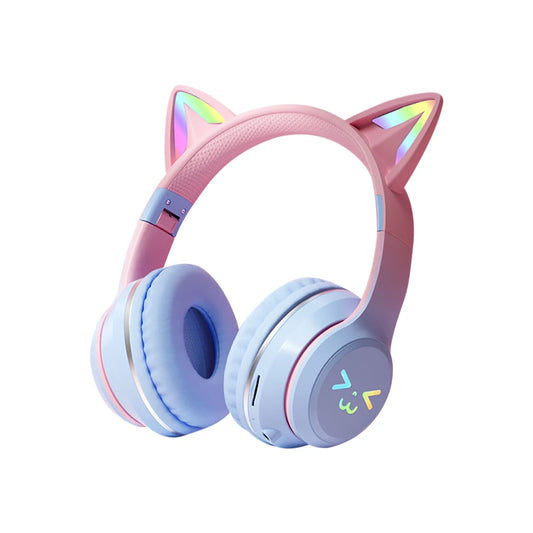 Headphones Bluetooth with Wireless Cat Ear RGB Stereo Microphone