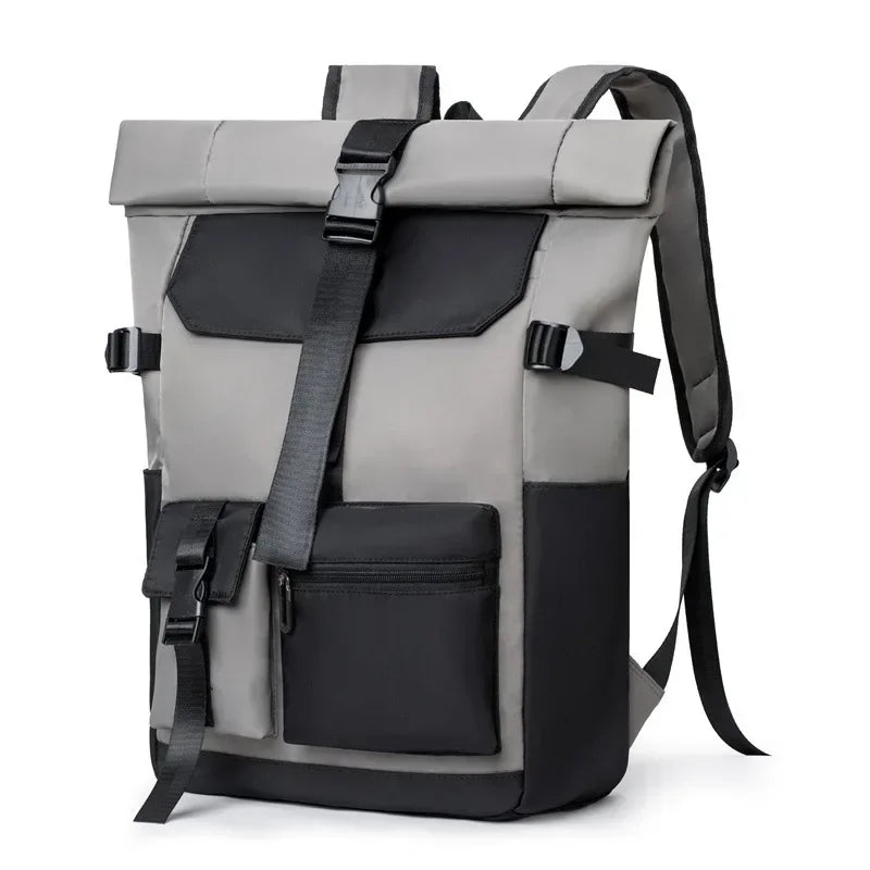Backpack with Waterproof Nylon Roll on Top