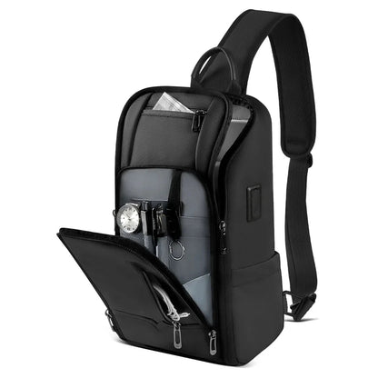 Men Crossbody Bag with USB Waterproof Travel Sling
