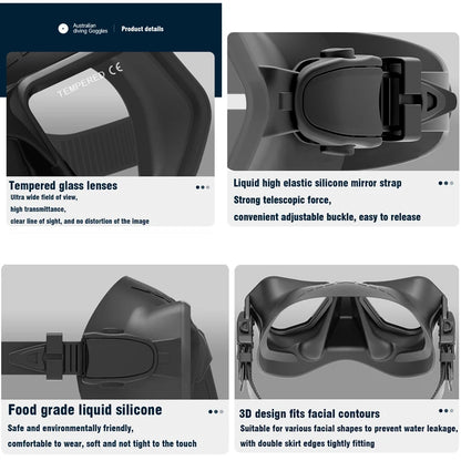 Diving Mask with Tempered Glass Anti-Fog Silicone for Adult