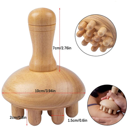 Wooden Massage Tool with Mushroom Lymphatic Cellulite