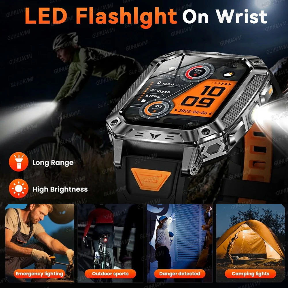 Military Smart Watch with 1400mAh Bluetooth Call (Black)