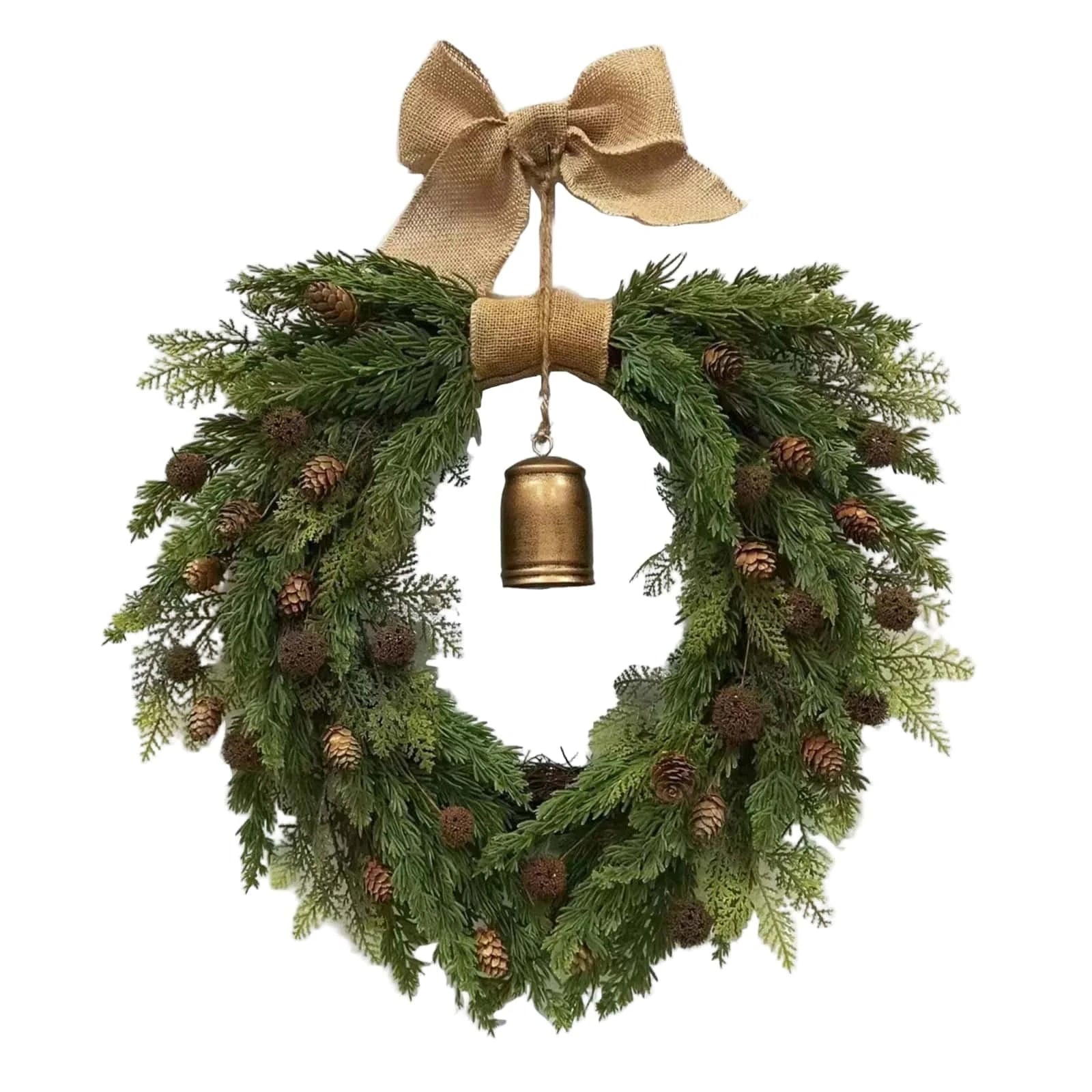 Best Christmas Wreath with Bell and Linen Bow Door Decor | Buy Online at Furniture Things Australia