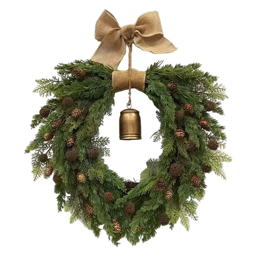 Best Christmas Wreath with Bell and Linen Bow Door Decor | Buy Online at Furniture Things Australia
