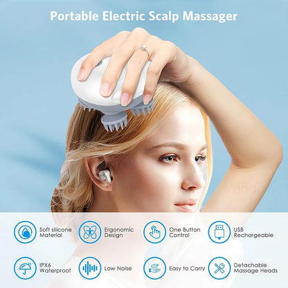 Scalp Massager with Electric Kneading Waterproof Deep Tissue