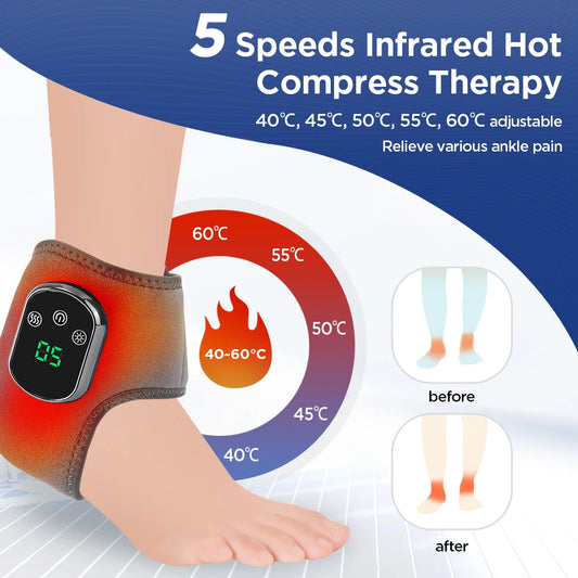 Ankle Massager with Electric Vibration Heating Foot Support