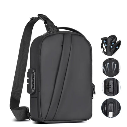 Men Anti-Theft Sling Bag with Waterproof USB Crossbody