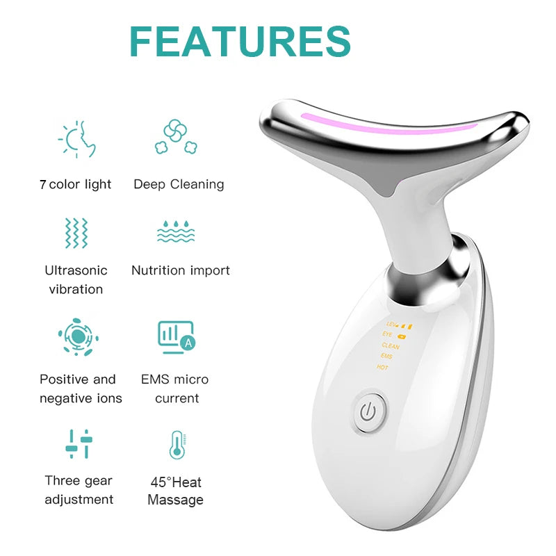 LED Face Neck Massager with 7-Color EMS Sculpting Device