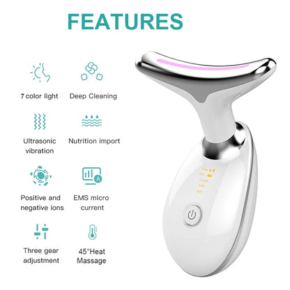 LED Face Neck Massager with 7-Color EMS Sculpting Device