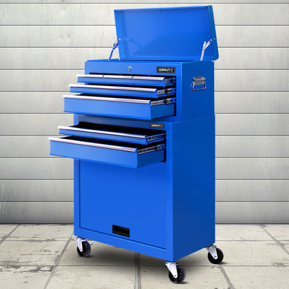 7 Drawer Tool Box Cabinet Chest Trolley Toolbox Garage Storage Blue