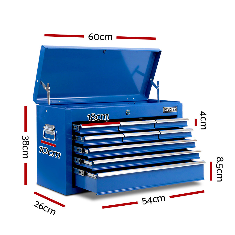 9 Drawer Tool Box Cabinet Chest Toolbox Storage Garage Organiser Blue