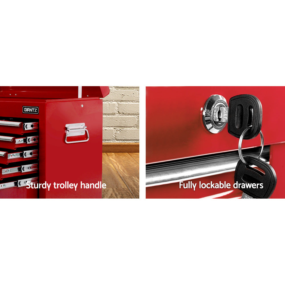 9 Drawer Tool Box Cabinet Chest Toolbox Storage Garage Organiser Red