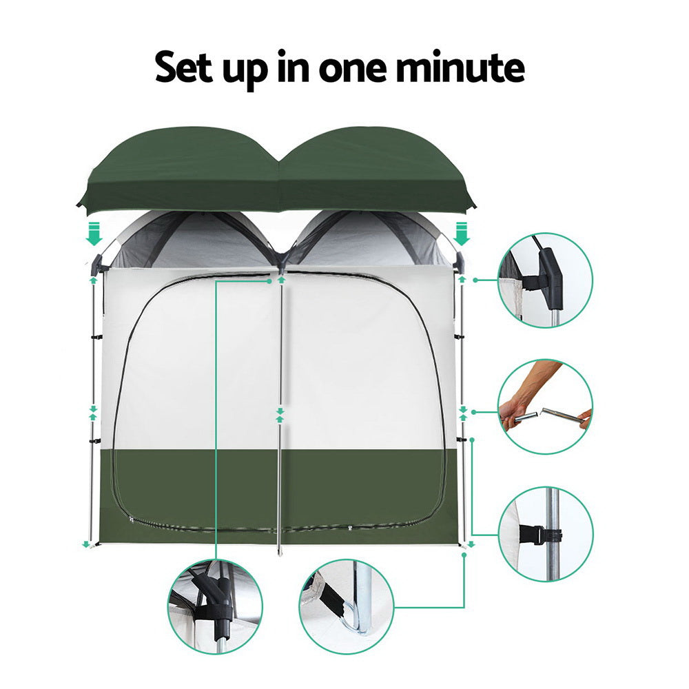Double Camping Shower Toilet Tent for Outdoor