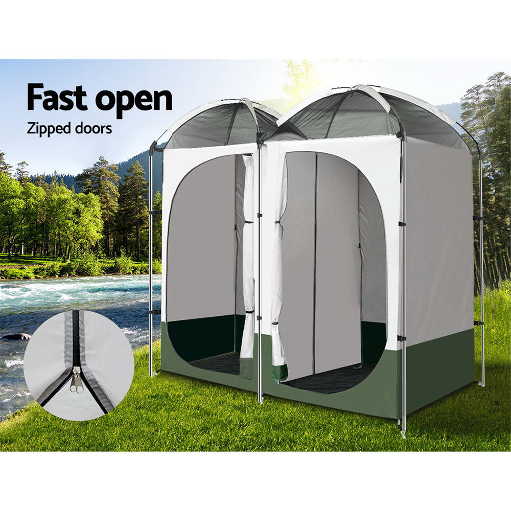 Double Camping Shower Toilet Tent for Outdoor