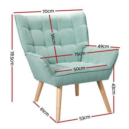 Armchair Lounge Chair Accent Chairs Sofa Linen Fabric Cushion Seat Blue