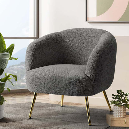Best Armchair Lounge Chair Accent Chairs Arm Armchairs Sherpa Boucle Charcoal | Buy Online at Furniture Things Australia