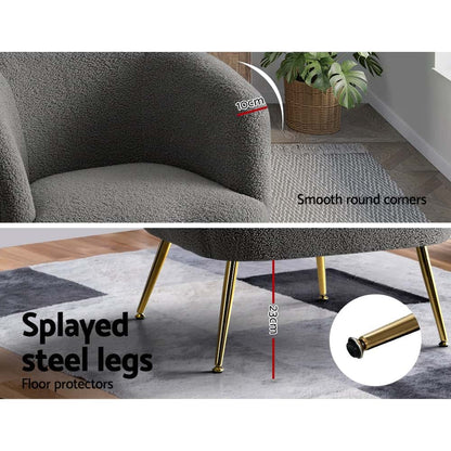 Best Armchair Lounge Chair Accent Chairs Arm Armchairs Sherpa Boucle Charcoal | Buy Online at Furniture Things Australia