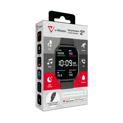 V-Fitness Smart Watch 2 Inch Touch Screen - Black