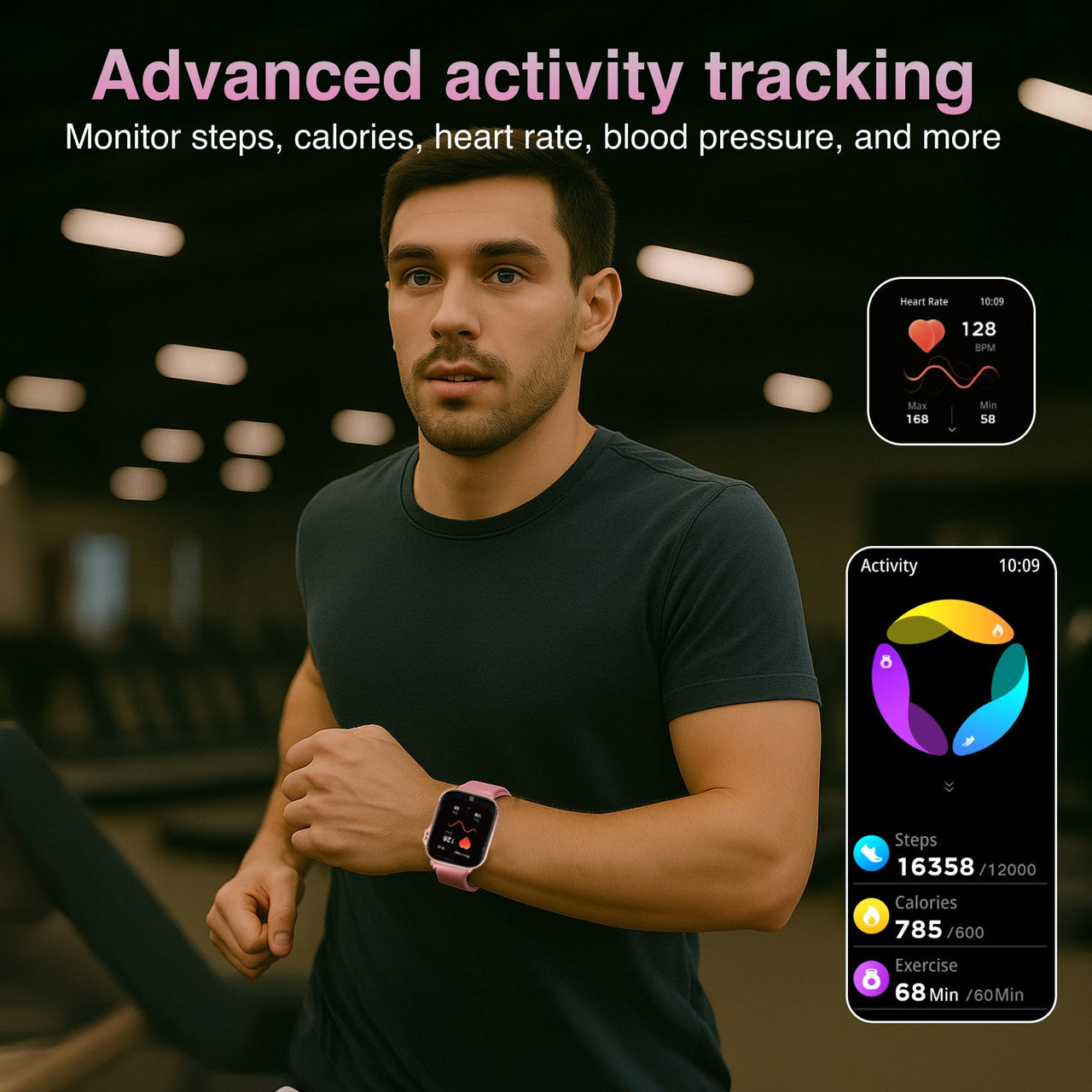 V-Fitness Smart Watch GPS and 2.1 inch Pink