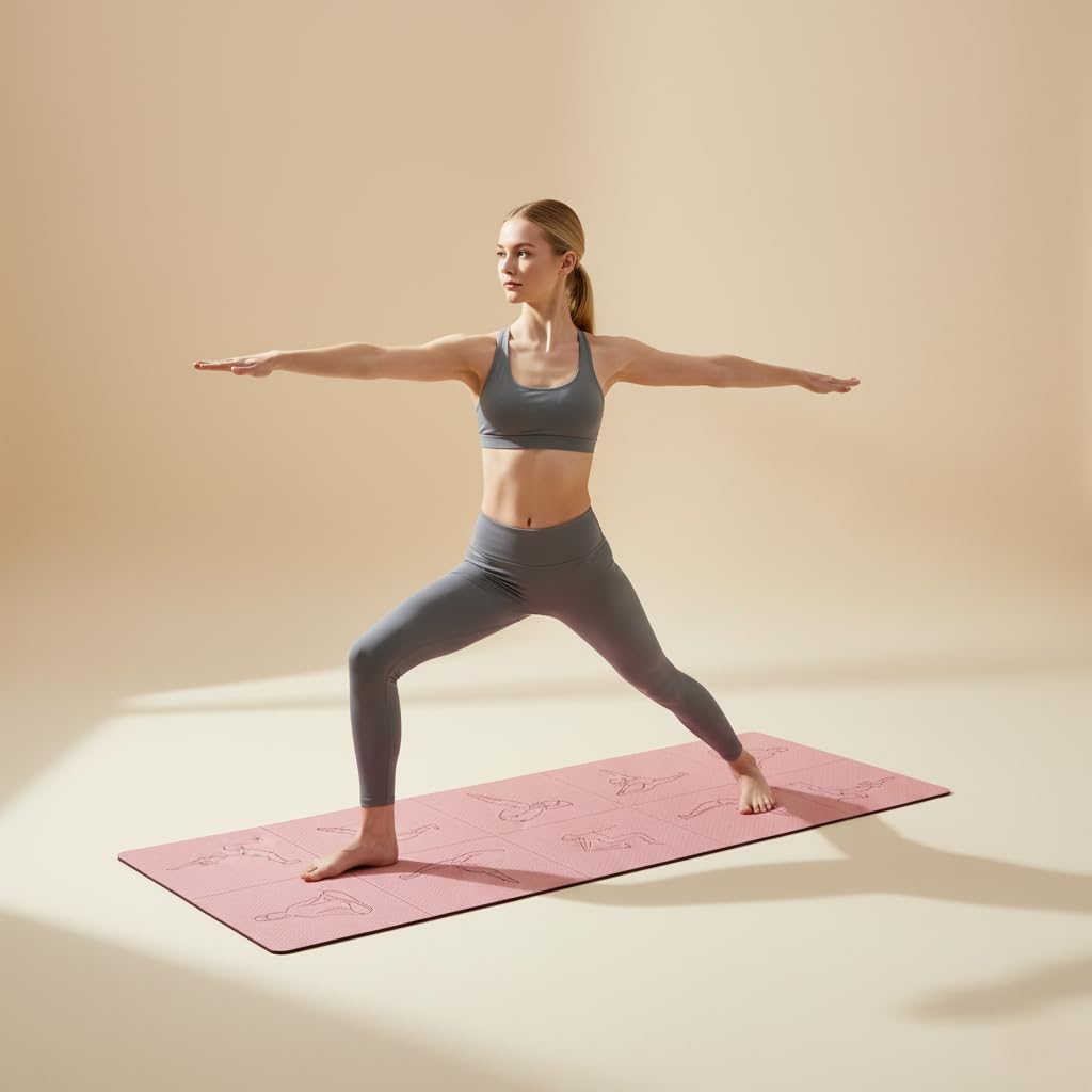 Dual-Sided Non-Slip TPE Exercise Mat for Yoga, Pilates, Kids Nap & Travel (Pink)