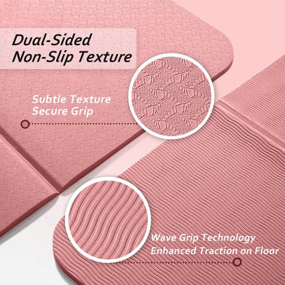 Dual-Sided Non-Slip TPE Exercise Mat for Yoga, Pilates, Kids Nap & Travel (Black)