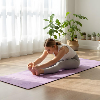Dual-Sided Non-Slip TPE Exercise Mat for Yoga, Pilates, Kids Nap & Travel (Purple)