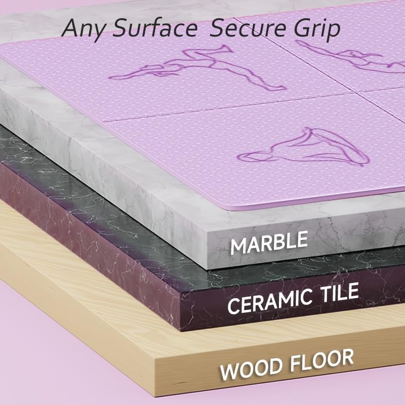 Dual-Sided Non-Slip TPE Exercise Mat for Yoga, Pilates, Kids Nap & Travel (Purple)