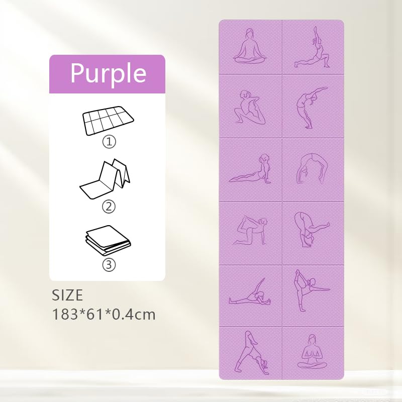 Dual-Sided Non-Slip TPE Exercise Mat for Yoga, Pilates, Kids Nap & Travel (Purple)