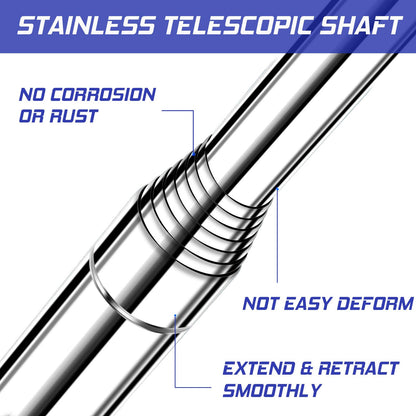 Telescopic Golf Ball Retriever 9FT – Blue Stainless Steel Pole with Durable Nylon Head for Water, Sand & Bush Retrieval (Blue)