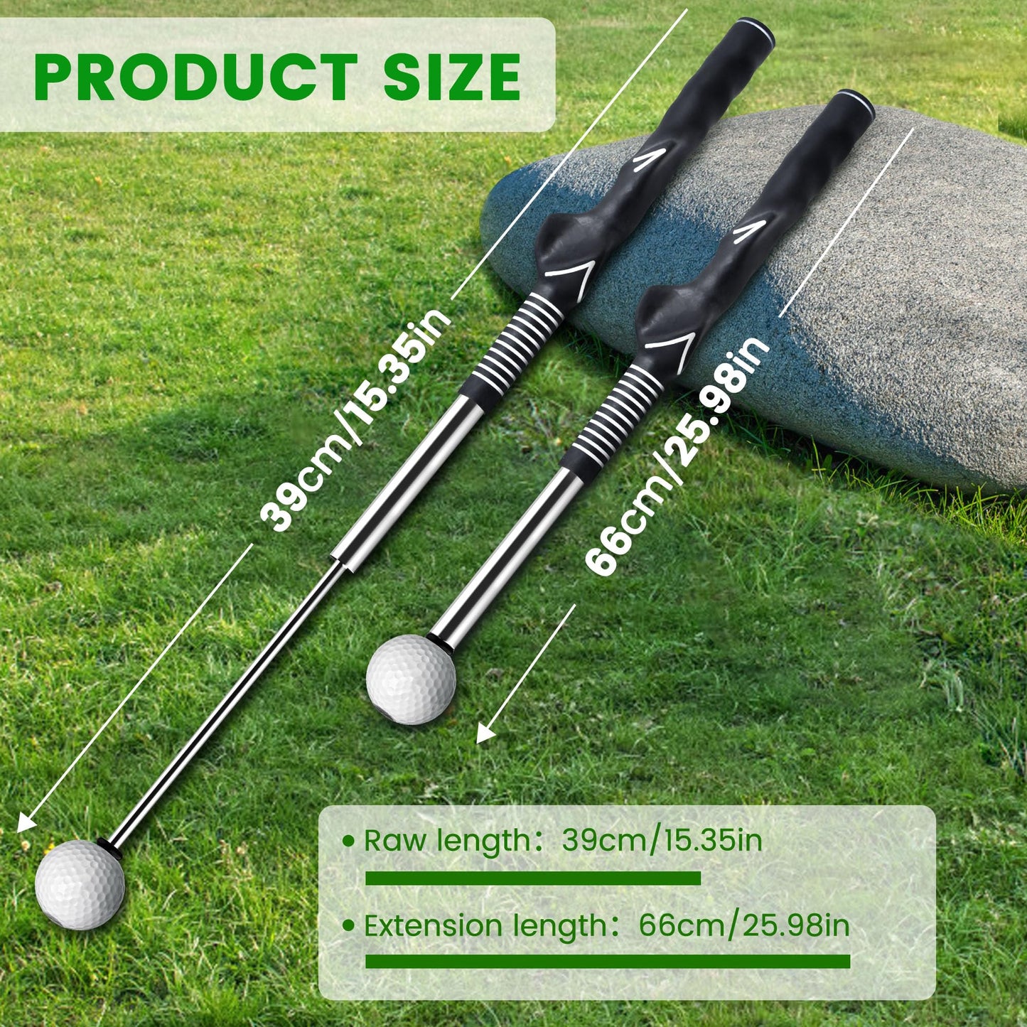 Retractable Golf Swing Trainer with Click Sound – Black Adjustable Tempo Training Aid for Home, Office & Driving Range Practice (Black)