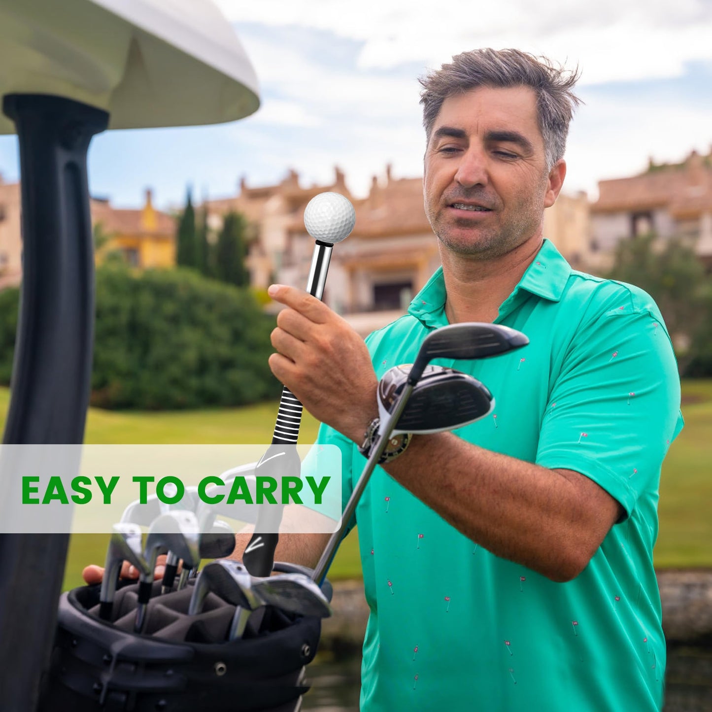 Retractable Golf Swing Trainer with Click Sound – Black Adjustable Tempo Training Aid for Home, Office & Driving Range Practice (Black)