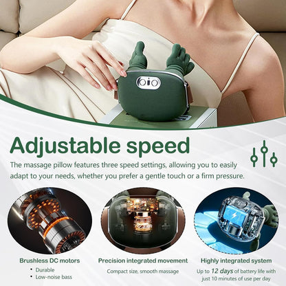 Hand-Like Neck & Shoulder Massager with 4D Kneading and Heat (Forest Green)