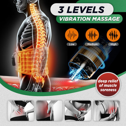 Inflatable Heating Massage Waist Belt with 3-Level Heat & Vibration (Gray)
