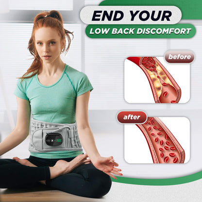 Inflatable Heating Massage Waist Belt with 3-Level Heat & Vibration (Gray)