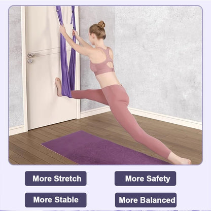 Door-Hanging Yoga Hammock for Backbend & Stretching (Pink)
