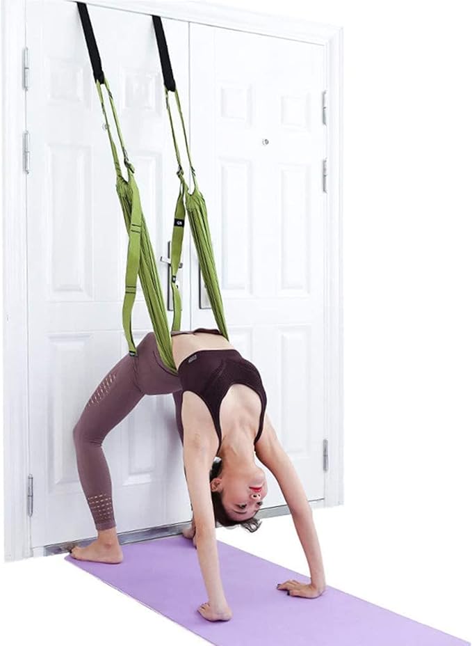Door-Hanging Yoga Hammock for Backbend & Stretching (Green)