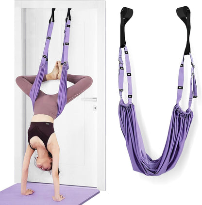 Door-Hanging Yoga Hammock for Backbend & Stretching (Purple)