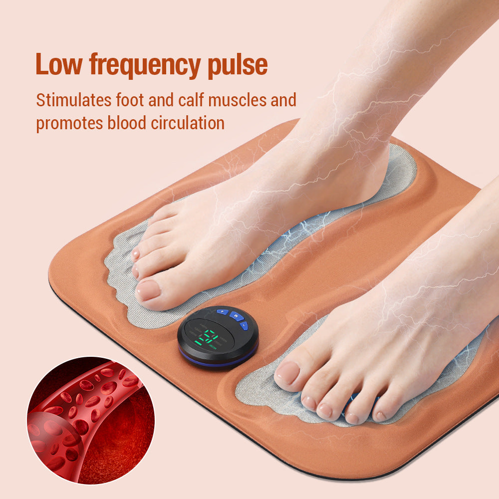 Smart Foot Massage Mat with 6 Modes & 15 Intensity Levels (Orange)