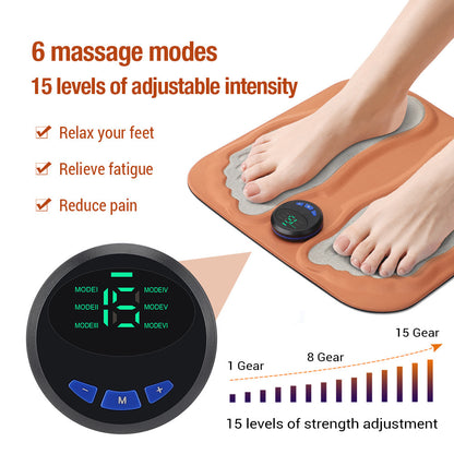 Smart Foot Massage Mat with 6 Modes & 15 Intensity Levels (Orange)