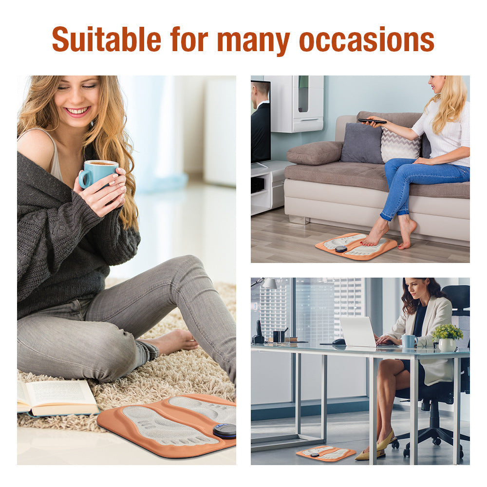 Smart Foot Massage Mat with 6 Modes & 15 Intensity Levels (Orange)