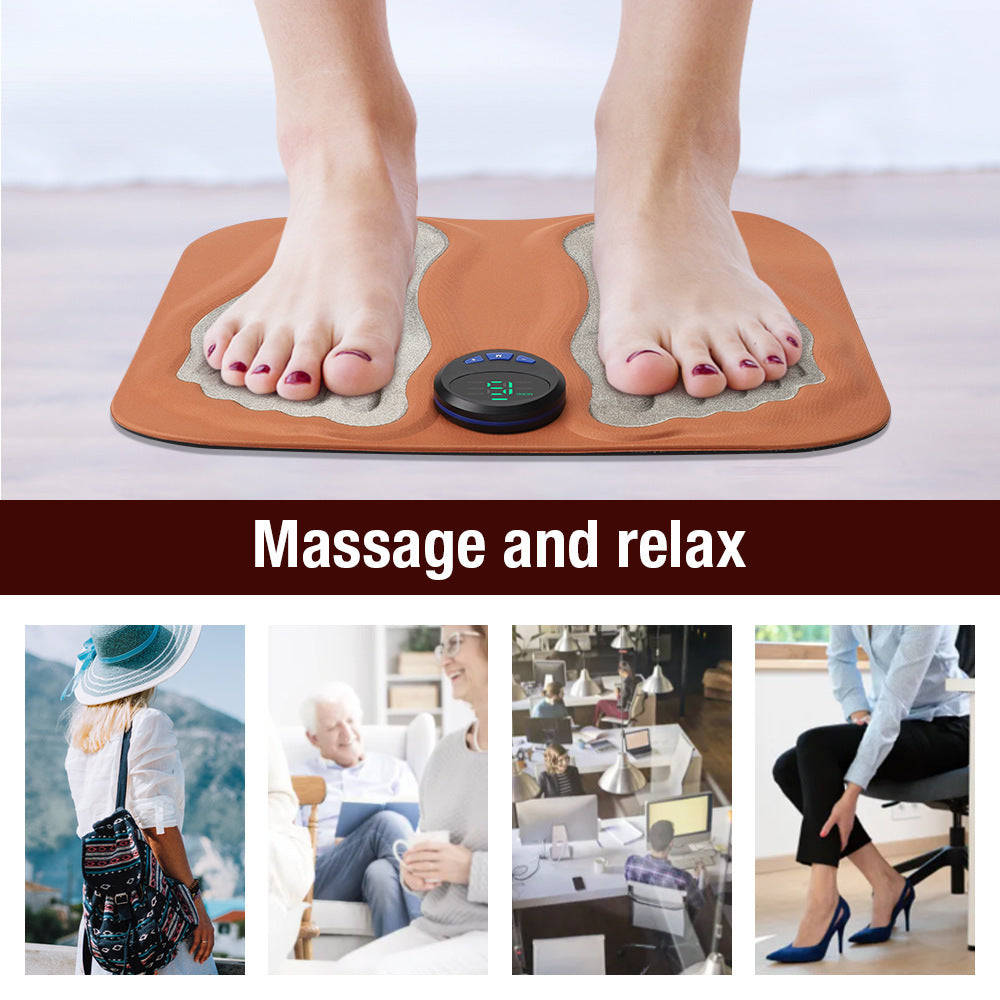 Smart Foot Massage Mat with 6 Modes & 15 Intensity Levels (Orange)