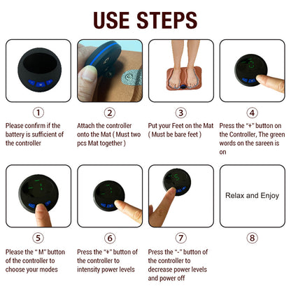 Smart Foot Massage Mat with 6 Modes & 15 Intensity Levels (Orange)