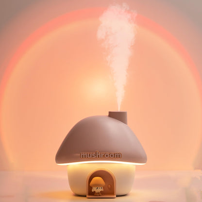Portable Mushroom Humidifier with 7 Color Sunset Lightm (Pink)