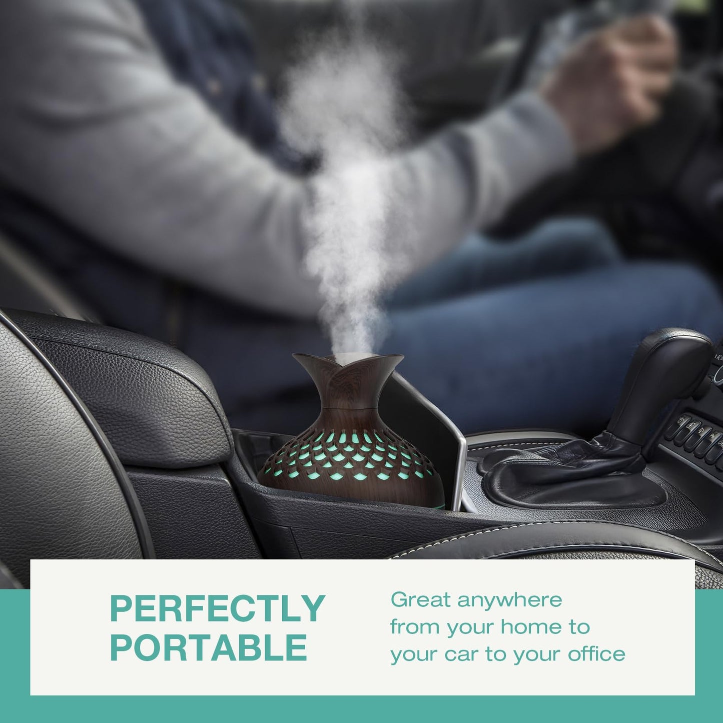 Portable USB Humidifier with 7-Color LED Night Light (DarkWood)