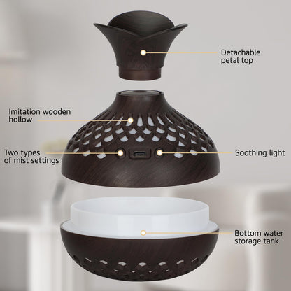 Portable USB Humidifier with 7-Color LED Night Light (Lightwood)