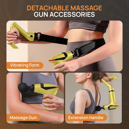 Yellow 3-in-1 Massage Gun with Extendable Handle & Back Strap