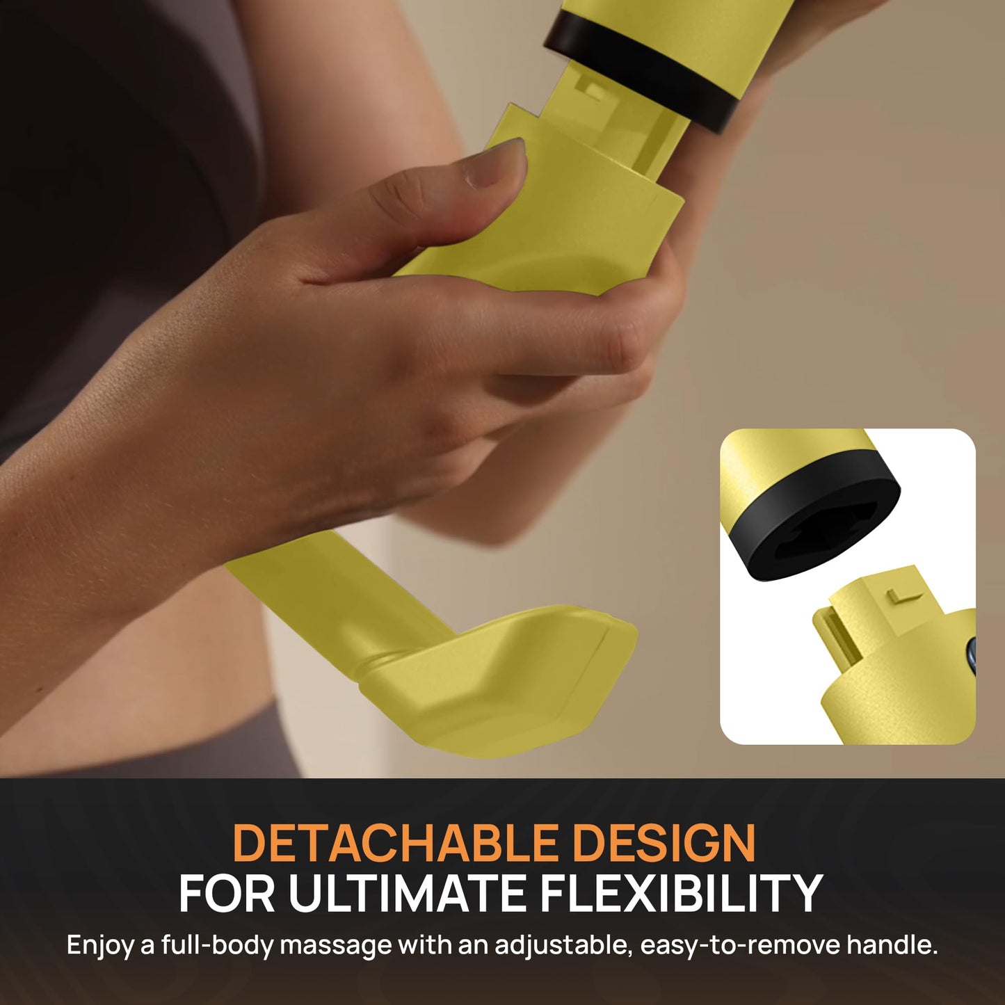 Yellow 3-in-1 Massage Gun with Extendable Handle & Back Strap