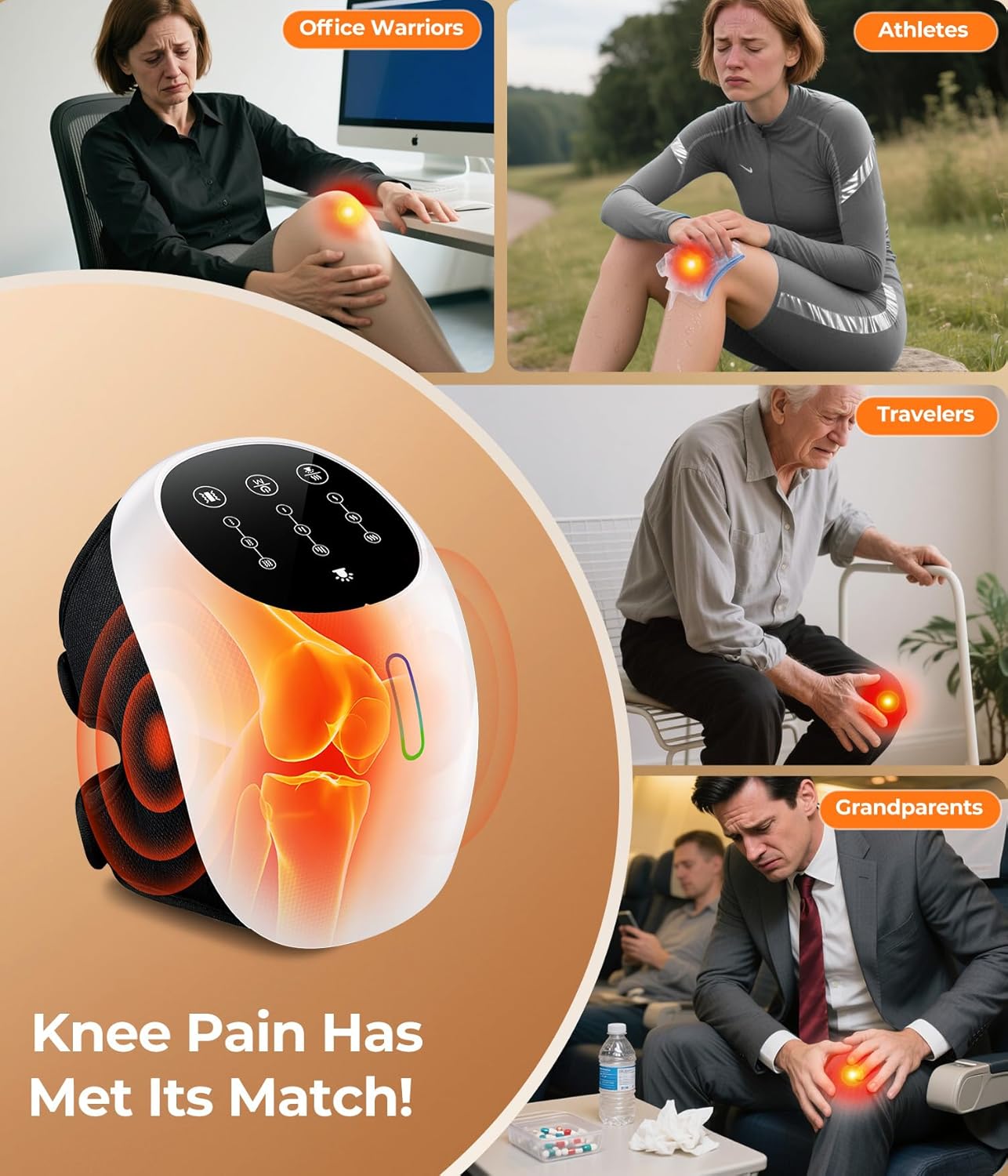 Cordless Knee Massager for Athletes, Seniors & Active Adults