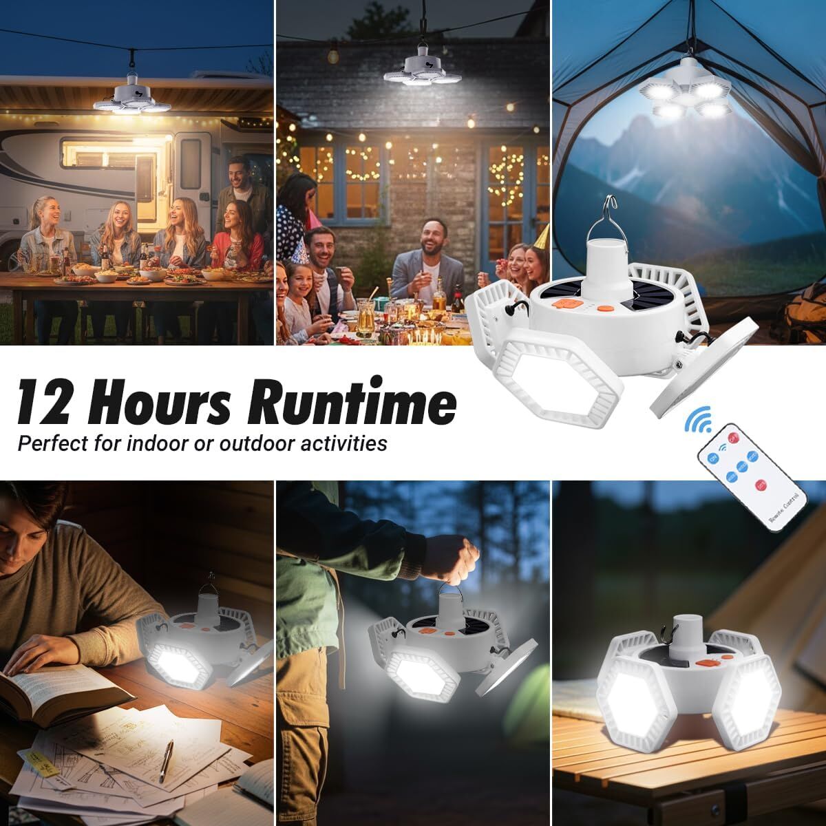 Solar Camping Lantern with Remote Control for Outdoors