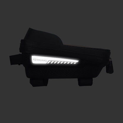 Black Waterproof Bike Frame Bag with Touchscreen & Reflective Details